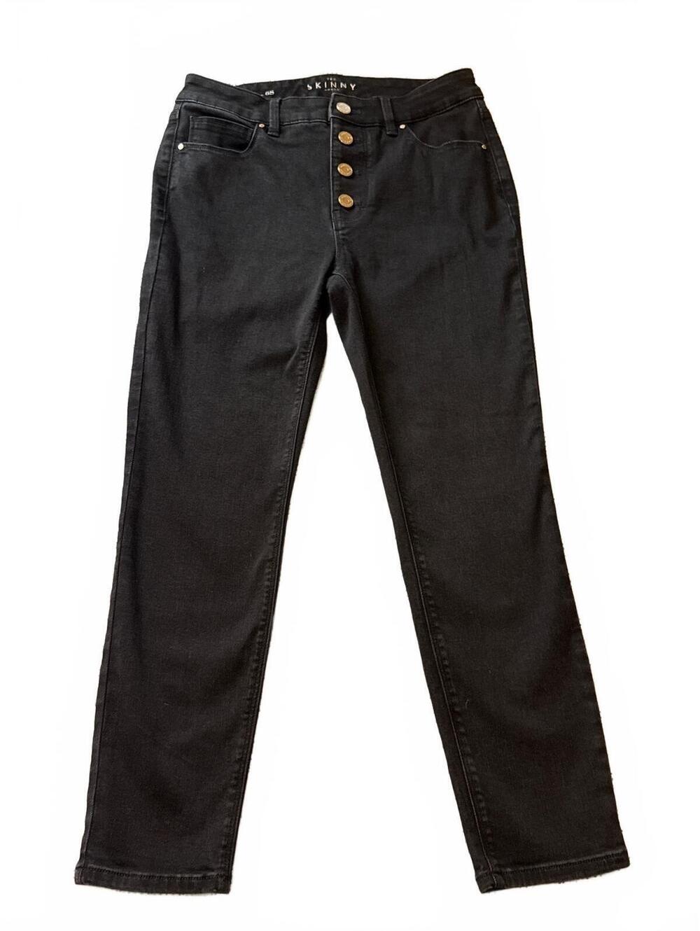 White House Black Market The Skinny Ankle Jeans 6S Black High Rise Button Fly